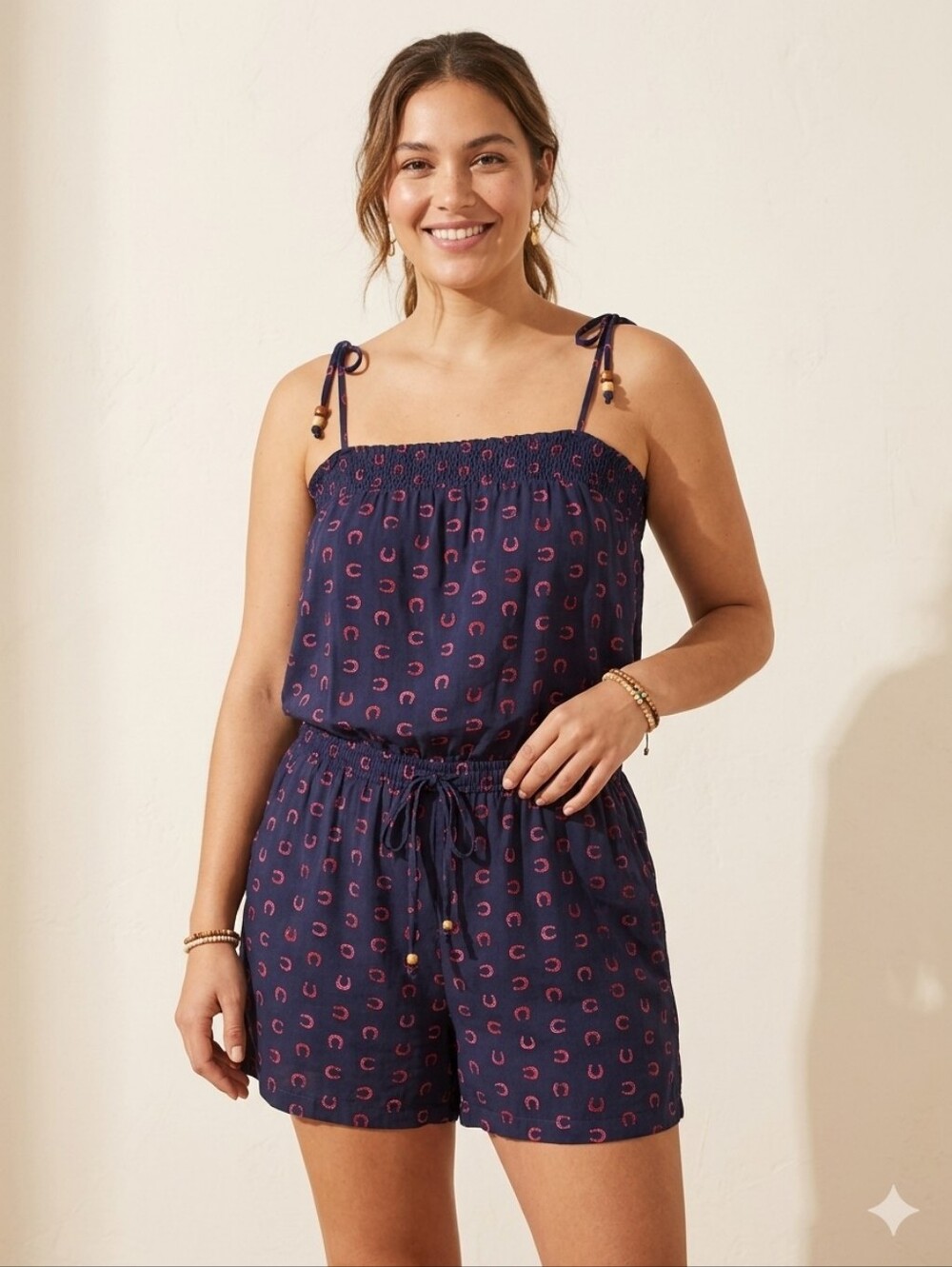 French Connection - Navy Blue Horseshoe Print Sleeveless Romper